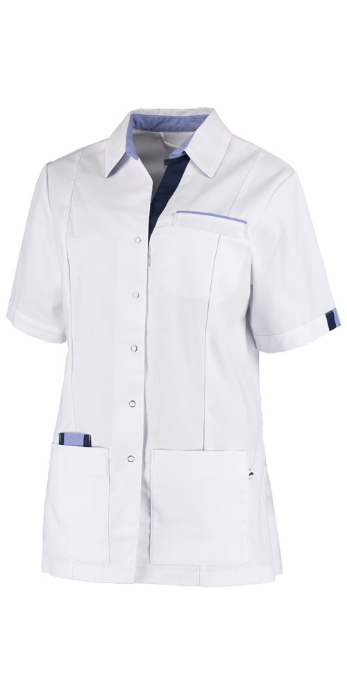 Damesjasje Paulien - Wit met blauw mêlee en donkerblauw contrast