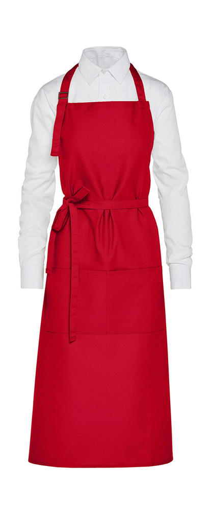 AMSTERDAM - Recycled Bib Apron with Pocket - Red