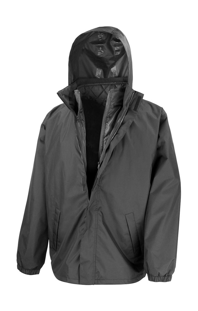 3 in 1 Jacket with quilted Bodywarmer - Black