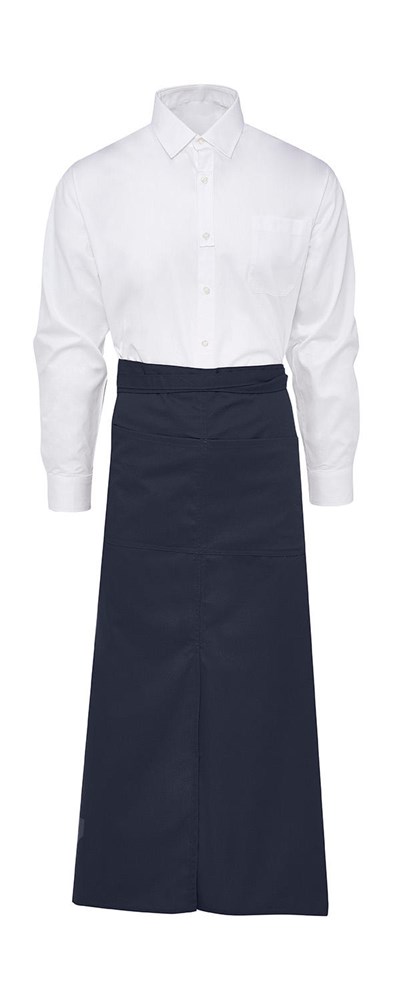 BERLIN Long Bistro Apron with Vent and Pocket - Navy
