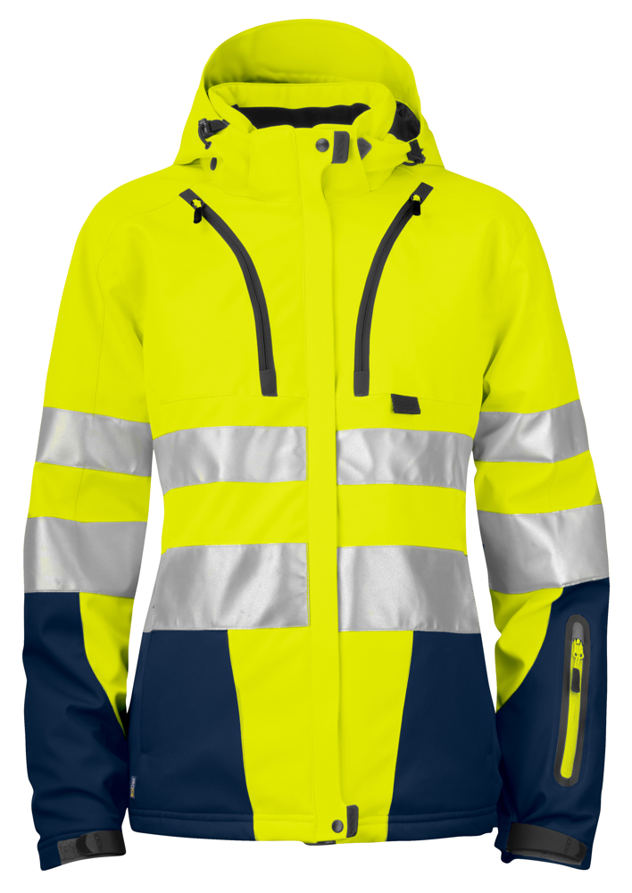 6424 GEVOERDE SIGNALISATIESOFTSHELL EN ISO 20471 KLASSE 3 DAMES