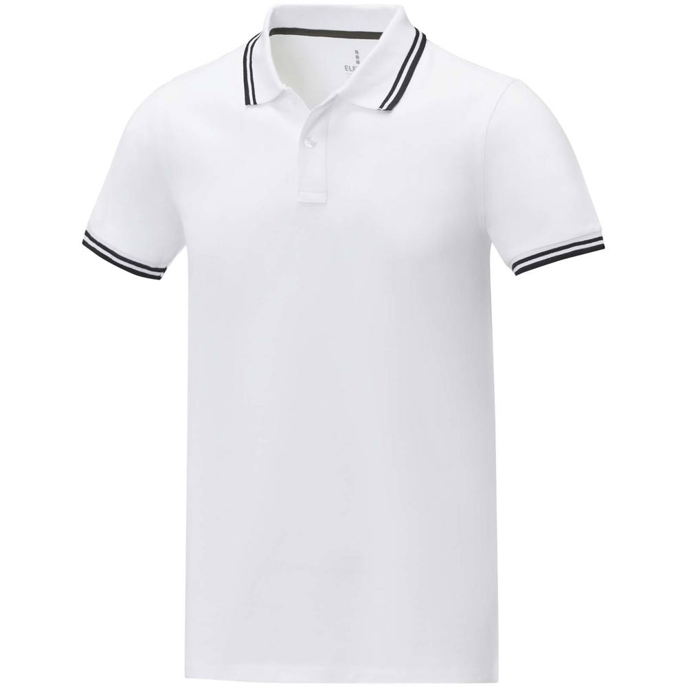 Amarago 200 g/m² tipping herenpolo met korte mouwen - Wit