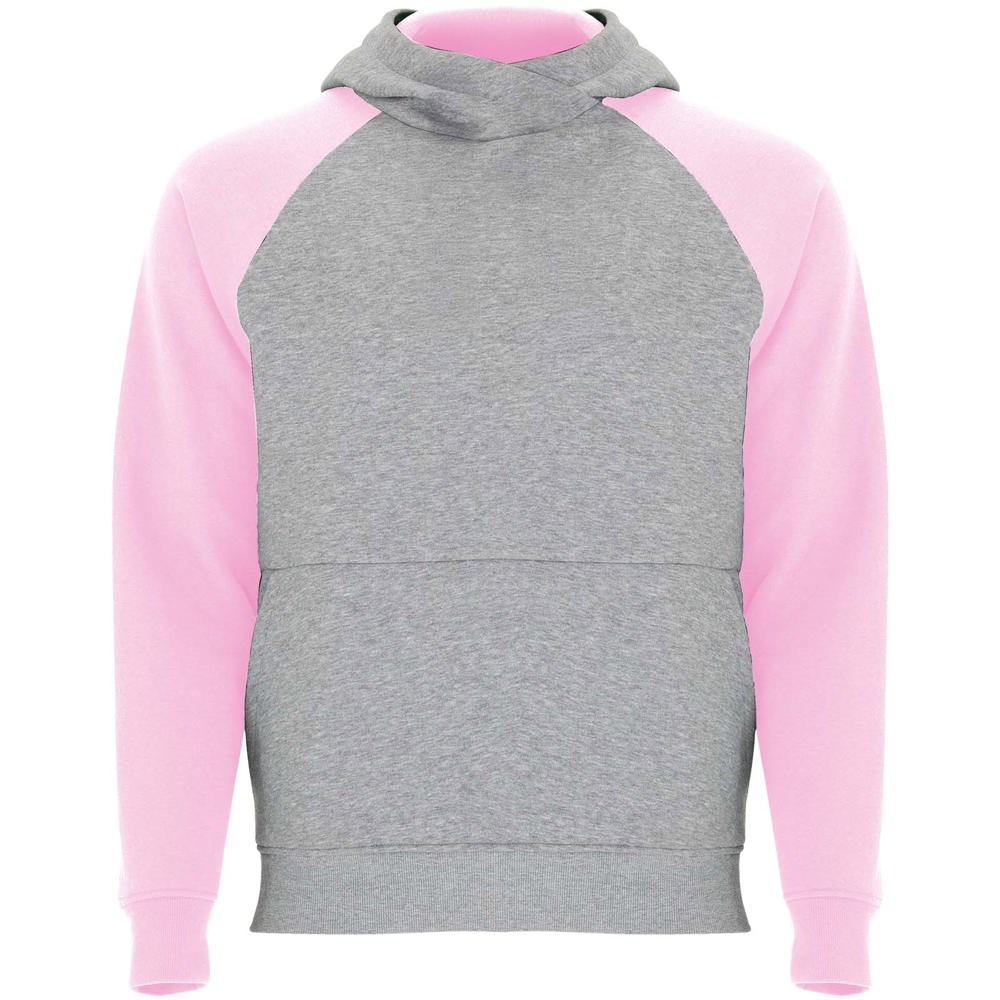 Badet 280 g/m² tweekleurige kinderhoodie - Gemêleerd grijs, Lichtroze