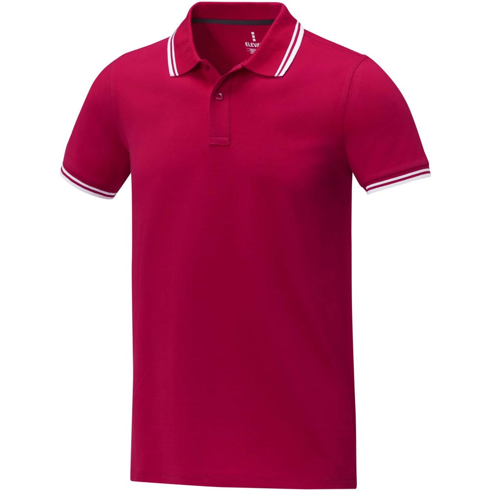 Amarago 200 g/m² tipping herenpolo met korte mouwen - Rood