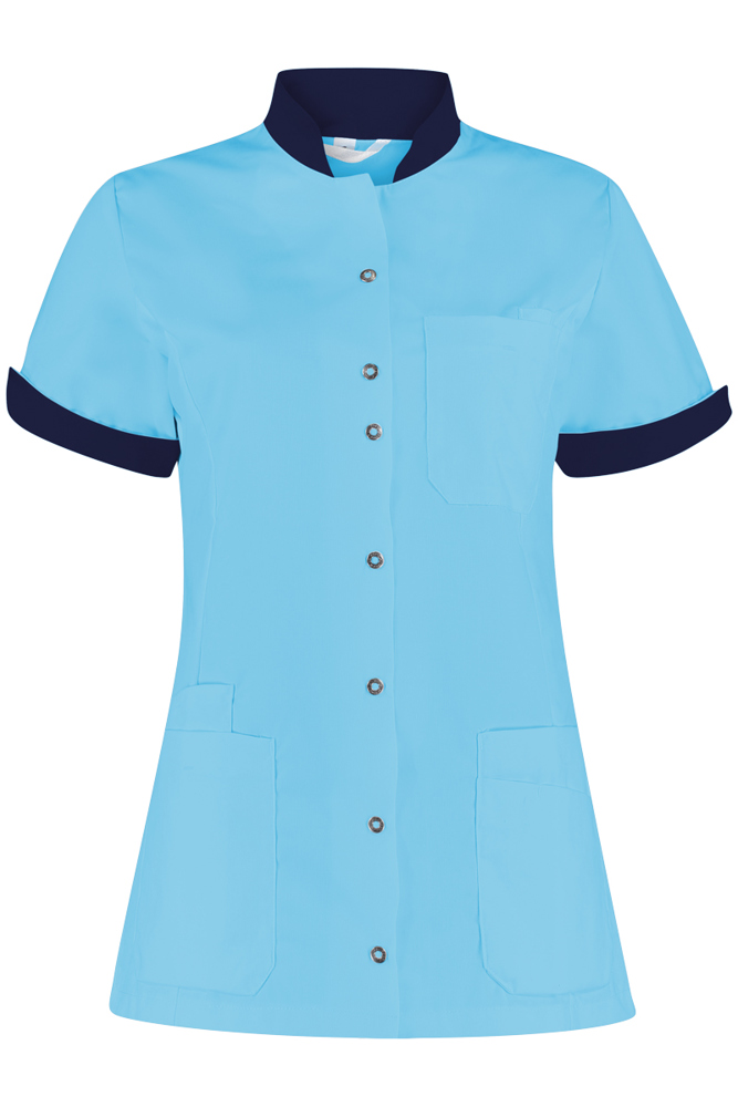 Damesjasje Mila - Azuur met donkerblauw contrast