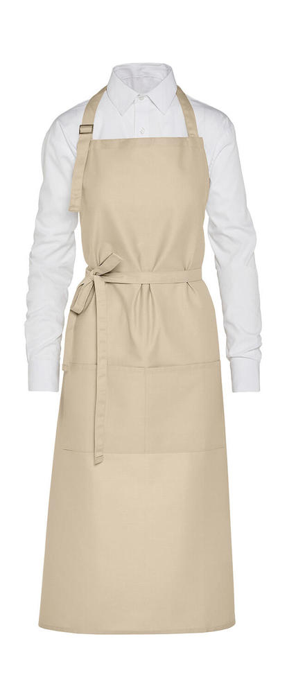 AMSTERDAM - Recycled Bib Apron with Pocket - natural
