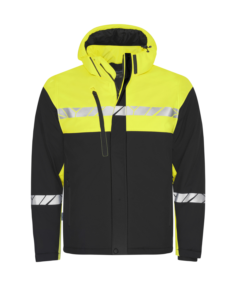 7415 GEVOERDE REGENJAS - Zwart/Geel