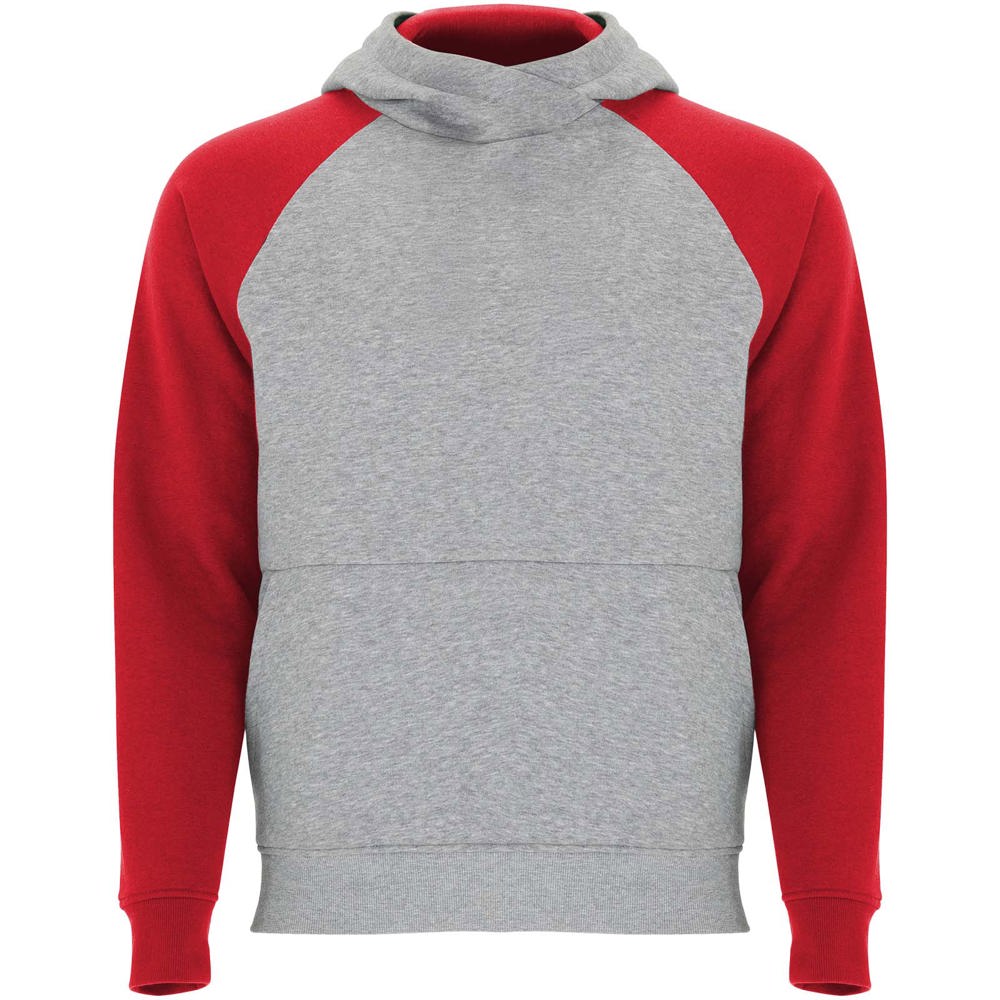 Badet 280 g/m² tweekleurige kinderhoodie - Gemêleerd grijs, Rood